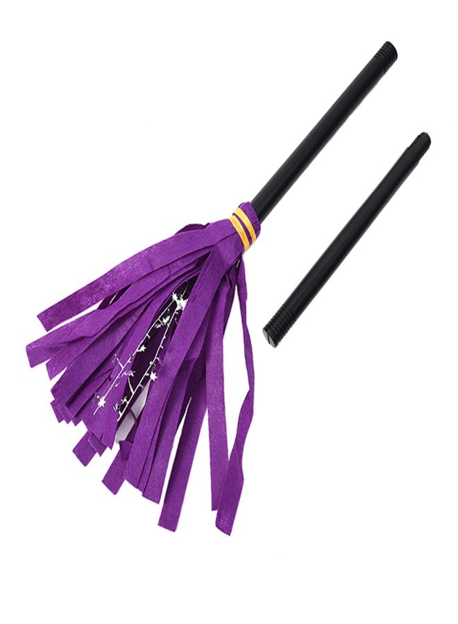 Dzrige Halloween Witch Broom Wizard Broomstick Witch Flying Broom Witch Broom Cosplay Costume Accessories Props for Halloween Haunted House Masquerade Decoration, 31.5 Inch (Purple) - Image 1